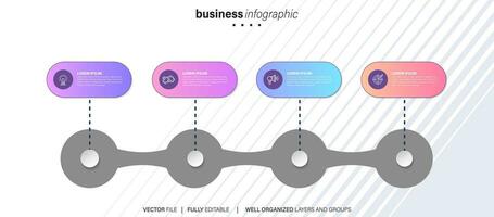 Timeline infographic thin line design with icons. Template for graph, diagram, presentations. Business concept with 4 options. Vector illustration.