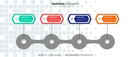 cronograma infografía Delgado línea diseño con iconos modelo para grafico, diagrama, presentaciones negocio concepto con 4 4 opciones vector ilustración.