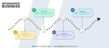 cronograma infografía Delgado línea diseño con iconos modelo para grafico, diagrama, presentaciones negocio concepto con 4 4 opciones vector ilustración.