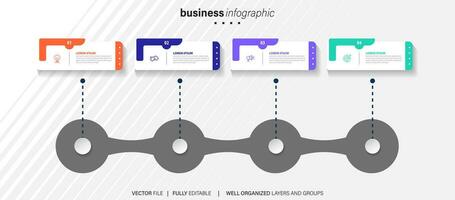 Business infographic template. Thin line design label with icon and 4 options, steps or processes. vector