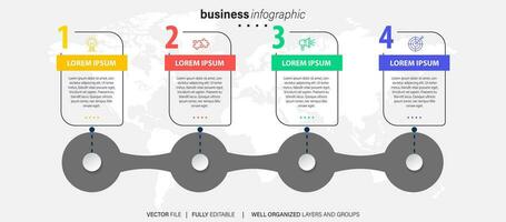 Business infographic template. Thin line design label with icon and 4 options, steps or processes. vector