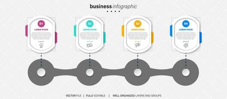 Business infographic template. Thin line design label with icon and 4 options, steps or processes. vector