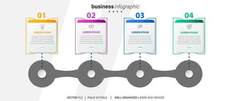 Business infographic template. Thin line design label with icon and 4 options, steps or processes. vector