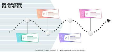 plantilla de infografía empresarial. etiqueta de diseño de línea delgada con icono y 4 opciones, pasos o procesos. vector