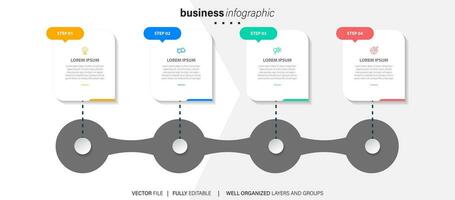 plantilla de infografía empresarial. etiqueta de diseño de línea delgada con icono y 4 opciones, pasos o procesos. vector