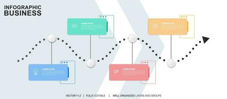 Timeline infographic thin line design with icons. Template for graph, diagram, presentations. Business concept with 4 options. Vector illustration.