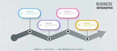 cronograma infografía con infográfico. moderno presentación modelo con 4 4 mascotas para negocio proceso. sitio web modelo en blanco antecedentes para concepto moderno diseño. horizontal disposición. vector