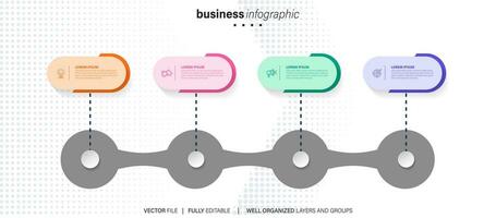 cronograma infografía Delgado línea diseño con iconos modelo para grafico, diagrama, presentaciones negocio concepto con 4 4 opciones vector ilustración.