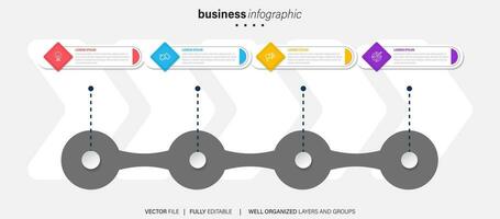 Business infographic template. Thin line design label with icon and 4 options, steps or processes. vector