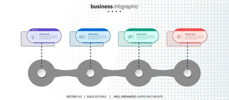 Timeline infographic thin line design with icons. Template for graph, diagram, presentations. Business concept with 4 options. Vector illustration.