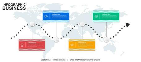 Business infographic template. Thin line design label with icon and 4 options, steps or processes. vector