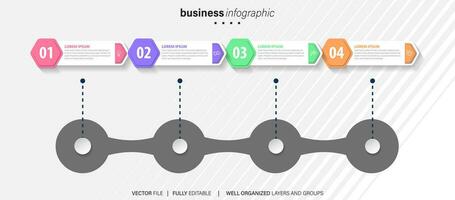 Business infographic template. Thin line design label with icon and 4 options, steps or processes. vector