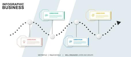 Timeline infographic thin line design with icons. Template for graph, diagram, presentations. Business concept with 4 options. Vector illustration.