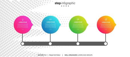 cronograma infografía Delgado línea diseño con iconos modelo para grafico, diagrama, presentaciones negocio concepto con 4 4 opciones vector ilustración.