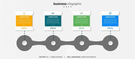 Business infographic template. Thin line design label with icon and 4 options, steps or processes. vector