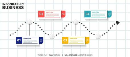 Timeline infographic thin line design with icons. Template for graph, diagram, presentations. Business concept with 4 options. Vector illustration.