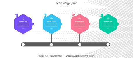 Timeline infographic thin line design with icons. Template for graph, diagram, presentations. Business concept with 4 options. Vector illustration.