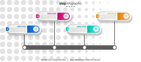 Business infographic template. Thin line design label with icon and 4 options, steps or processes. vector