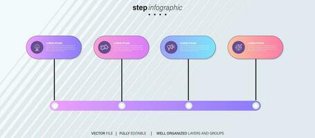 Timeline infographic thin line design with icons. Template for graph, diagram, presentations. Business concept with 4 options. Vector illustration.