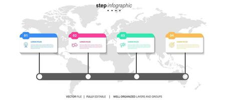 Timeline infographic thin line design with icons. Template for graph, diagram, presentations. Business concept with 4 options. Vector illustration.