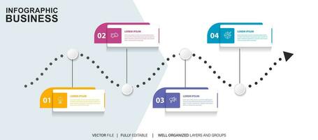 Timeline infographic thin line design with icons. Template for graph, diagram, presentations. Business concept with 4 options. Vector illustration.