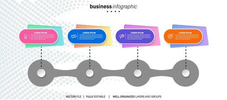 cronograma infografía Delgado línea diseño con iconos modelo para grafico, diagrama, presentaciones negocio concepto con 4 4 opciones vector ilustración.