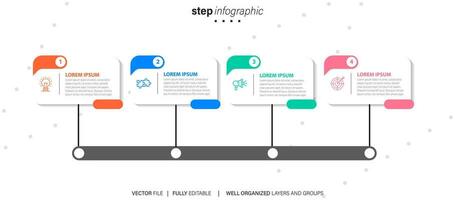 cronograma infografía Delgado línea diseño con iconos modelo para grafico, diagrama, presentaciones negocio concepto con 4 4 opciones vector ilustración.