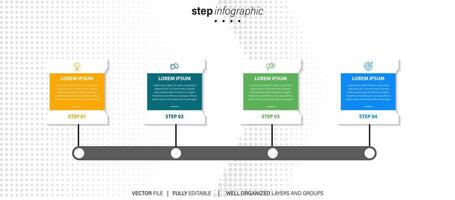 Business infographic template. Thin line design label with icon and 4 options, steps or processes. vector