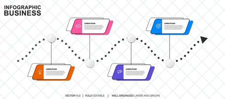 cronograma infografía Delgado línea diseño con iconos modelo para grafico, diagrama, presentaciones negocio concepto con 4 4 opciones vector ilustración.