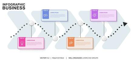 Business infographic template. Thin line design label with icon and 4 options, steps or processes. vector