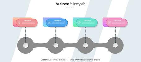 Timeline infographic thin line design with icons. Template for graph, diagram, presentations. Business concept with 4 options. Vector illustration.