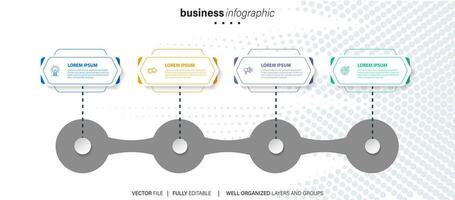 cronograma infografía Delgado línea diseño con iconos modelo para grafico, diagrama, presentaciones negocio concepto con 4 4 opciones vector ilustración.