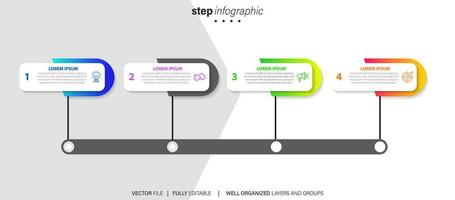 cronograma infografía Delgado línea diseño con iconos modelo para grafico, diagrama, presentaciones negocio concepto con 4 4 opciones vector ilustración.