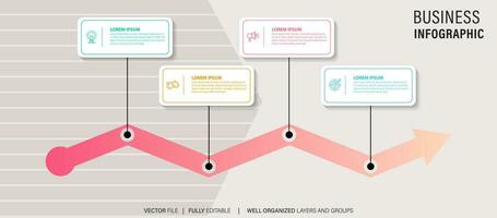 Business timeline workflow infographics. Corporate milestones graphic elements. Company presentation slide template with year periods. Modern vector history time line design.