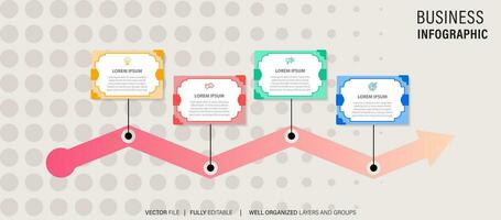 Creative concept for infographic timeline. Process chart. Abstract elements of graph, diagram with 4 steps, options, parts or processes. Vector business template for presentation.