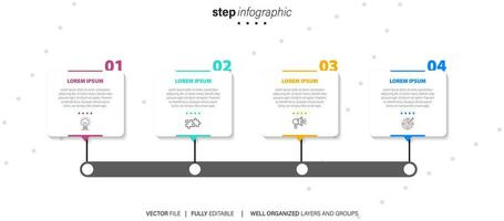 cronograma infografía Delgado línea diseño con iconos modelo para grafico, diagrama, presentaciones negocio concepto con 4 4 opciones vector ilustración.