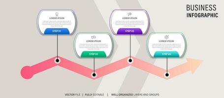 Delgado línea cronograma mínimo infografía concepto con cuatro períodos vector