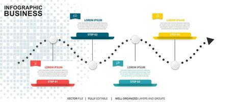 Modern flat timeline with colorful infographic templates icons vector