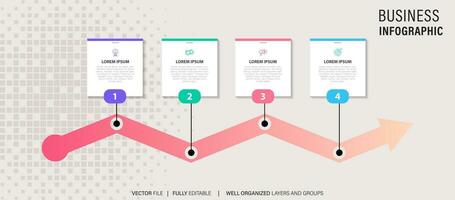 Business timeline workflow infographics. Corporate milestones graphic elements. Company presentation slide template with year periods. Modern vector history time line design.