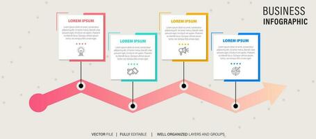 Thin line timeline minimal infographic concept with four periods vector