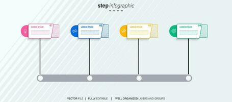 infografía diseño modelo. cronograma concepto con 4 4 pasos vector