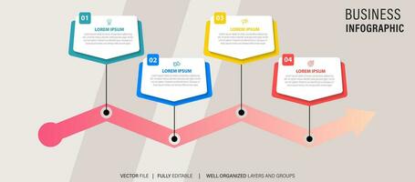 Business timeline workflow infographics. Corporate milestones graphic elements. Company presentation slide template with year periods. Modern vector history time line design.