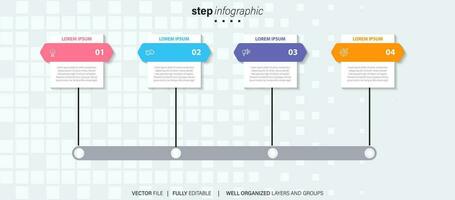 Modern business infographic for company milestones timeline template with flat icons. Easy to use for your website or presentation. vector