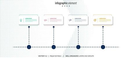 Vector infographic template with label, integrated button. Business concept with 4 options. For content, diagram, flowchart, steps, parts, timeline infographics, workflow, chart.