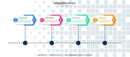 iconos de infografía de línea de tiempo de mapa de ruta de negocios diseñados para plantilla de fondo abstracto elemento de hito diagrama moderno tecnología de proceso marketing digital presentación de datos gráfico ilustración vectorial vector