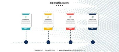 vector infografía modelo con etiqueta, integrado botón. negocio concepto con 4 4 opciones para contenido, diagrama, diagrama de flujo, pasos, partes, cronograma infografía, flujo de trabajo, cuadro.