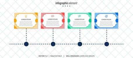 Thin line timeline minimal infographic concept with four periods vector