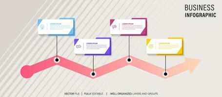 Creative concept for infographic timeline. Process chart. Abstract elements of graph, diagram with 4 steps, options, parts or processes. Vector business template for presentation.