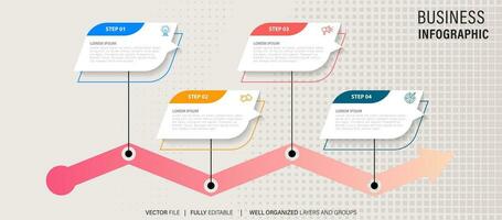 Modern business infographic for company milestones timeline template with flat icons. Easy to use for your website or presentation. vector