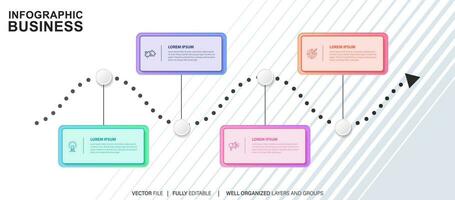 iconos de infografía de línea de tiempo de mapa de ruta de negocios diseñados para plantilla de fondo abstracto elemento de hito diagrama moderno tecnología de proceso marketing digital presentación de datos gráfico ilustración vectorial vector